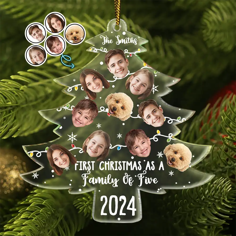 Custom Photo First Christmas As A Family - Personalized Custom Shaped Acrylic Ornament ORNA1210