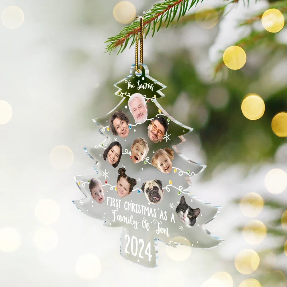 Custom Photo First Christmas As A Family - Personalized Custom Shaped Acrylic Ornament ORNA1210