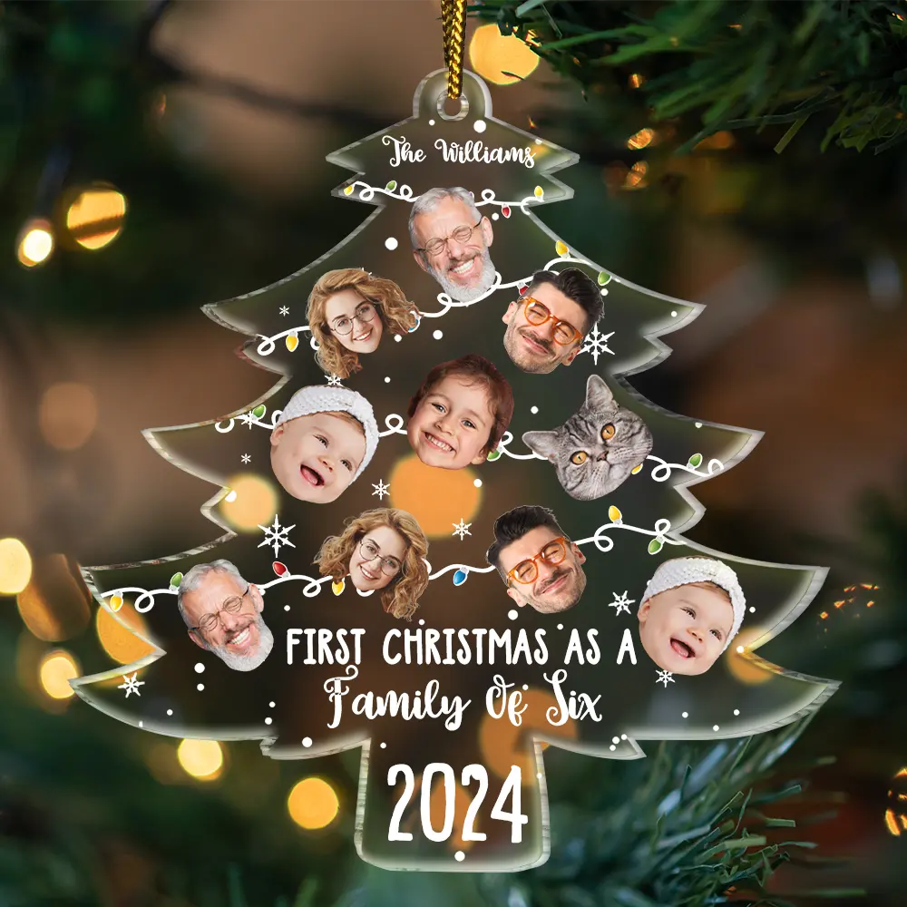 Custom Photo First Christmas As A Family - Personalized Custom Shaped Acrylic Ornament ORNA1210