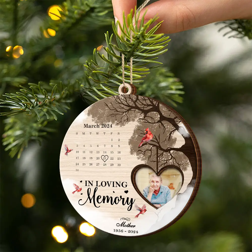 Custom Photo Calendar The Day God Called You Home Memorial - Personalized 2-Layered Wooden Ornament ORNA1210