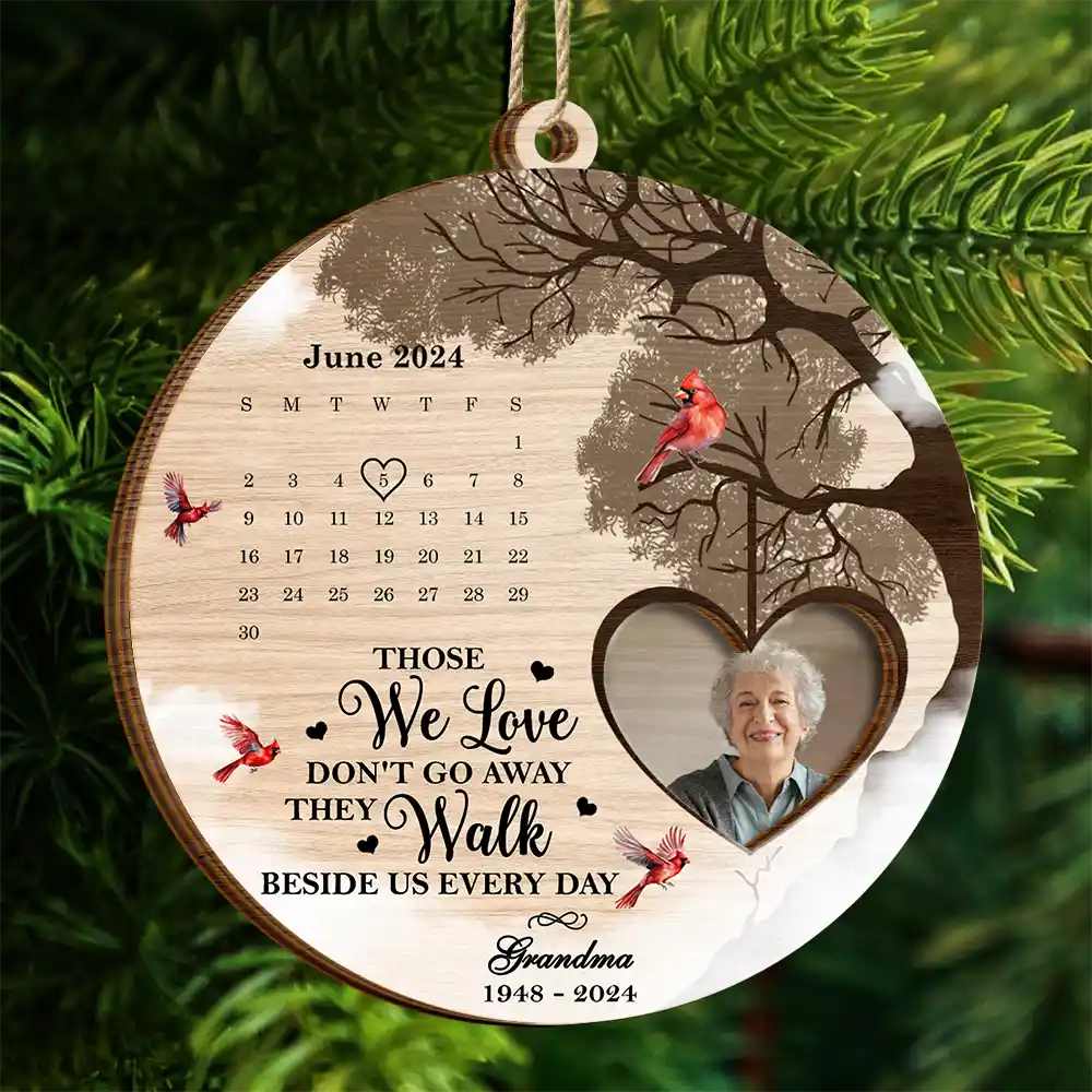 Custom Photo Calendar The Day God Called You Home Memorial - Personalized 2-Layered Wooden Ornament ORNA1210