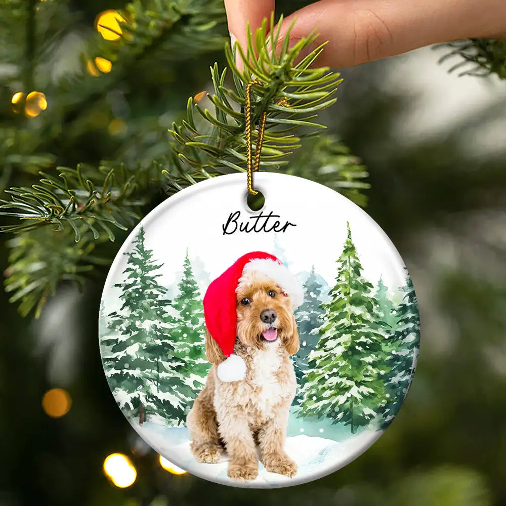Custom Photo Dog Cat Christmas - Personalized Circle Ceramic Ornament ORNA1210