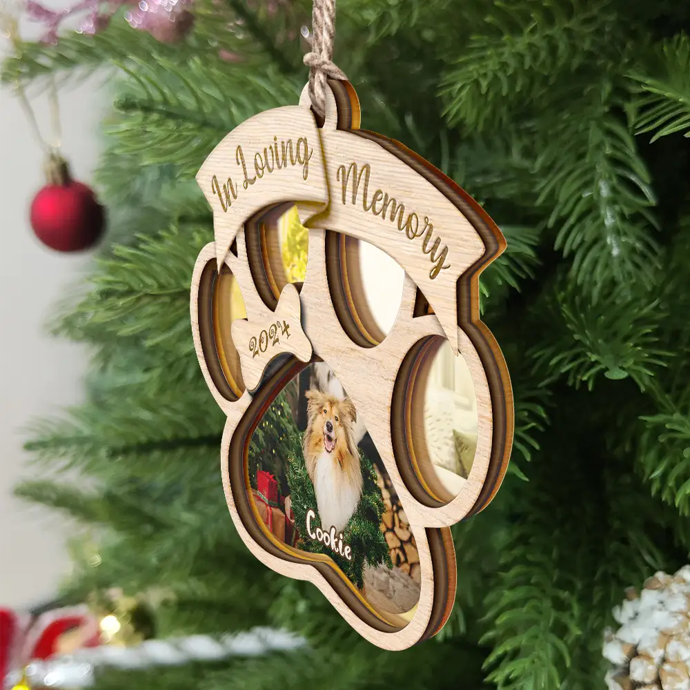 Custom Photo Memorial Dog Cat Pet You Left Paw Prints On My Heart - Personalized Mirror Ornament ORNA1210