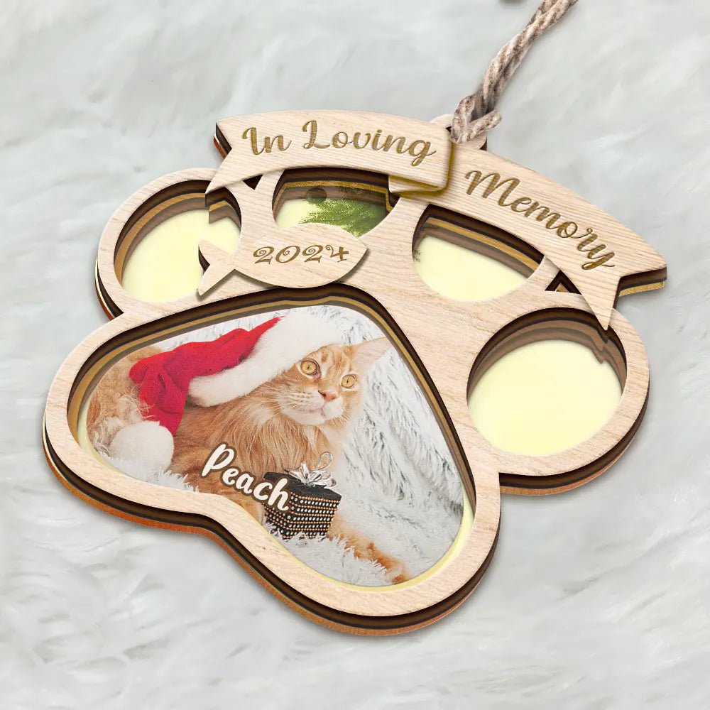 Custom Photo Memorial Dog Cat Pet You Left Paw Prints On My Heart - Personalized Mirror Ornament ORNA1210