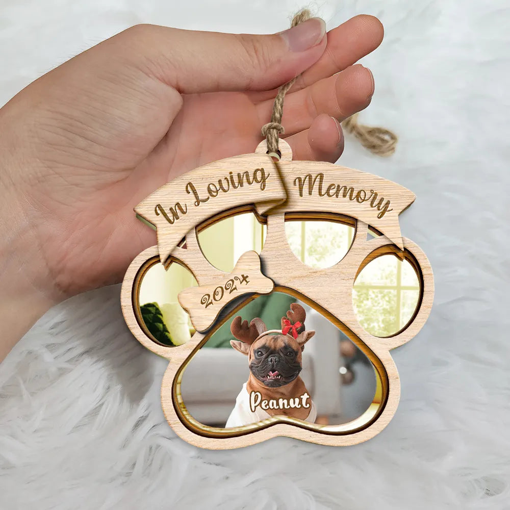 Custom Photo Memorial Dog Cat Pet You Left Paw Prints On My Heart - Personalized Mirror Ornament ORNA1210