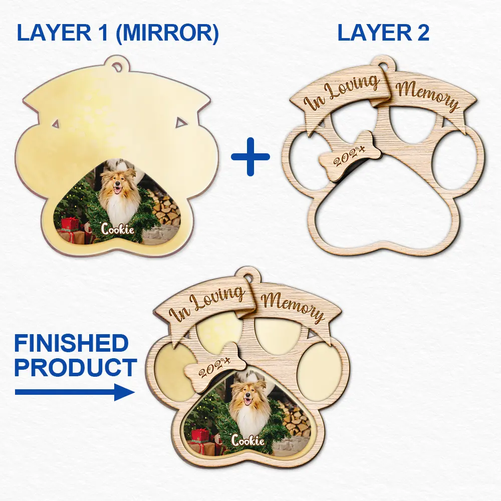 Custom Photo Memorial Dog Cat Pet You Left Paw Prints On My Heart - Personalized Mirror Ornament ORNA1210