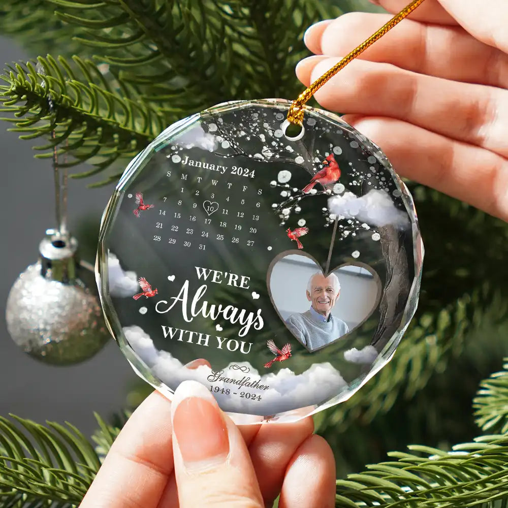 Custom Photo Calendar The Day God Called You Home Memorial - Personalized Circle Glass Ornament ORNA1210