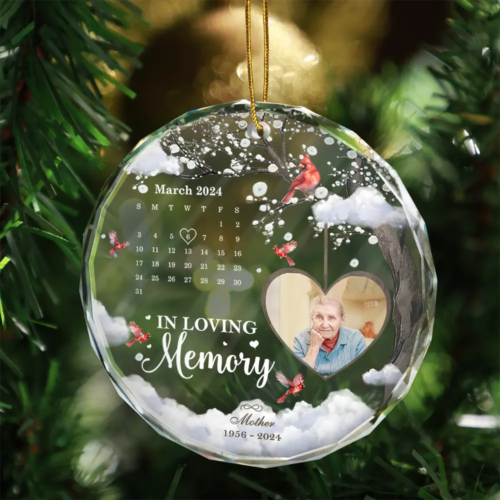 Custom Photo Calendar The Day God Called You Home Memorial - Personalized Circle Glass Ornament ORNA1210