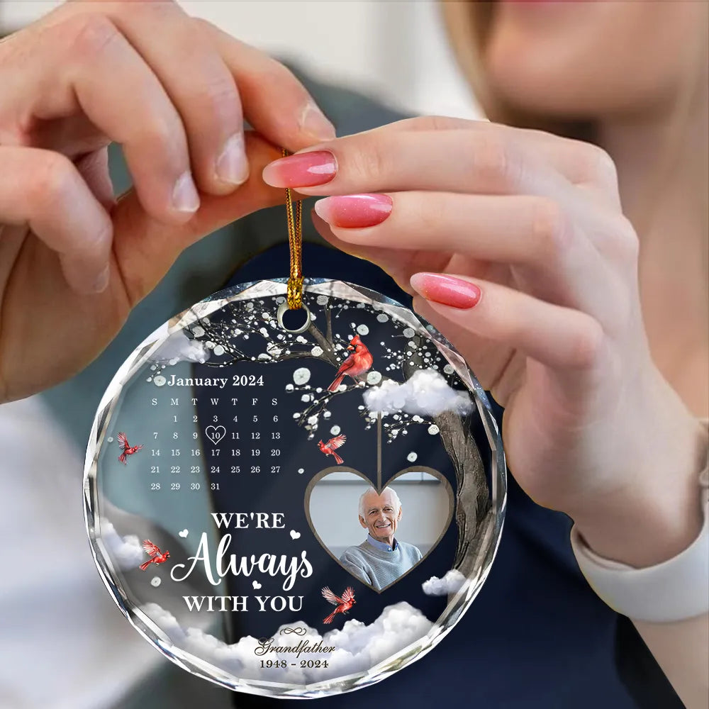 Custom Photo Calendar The Day God Called You Home Memorial - Personalized Circle Glass Ornament ORNA1210
