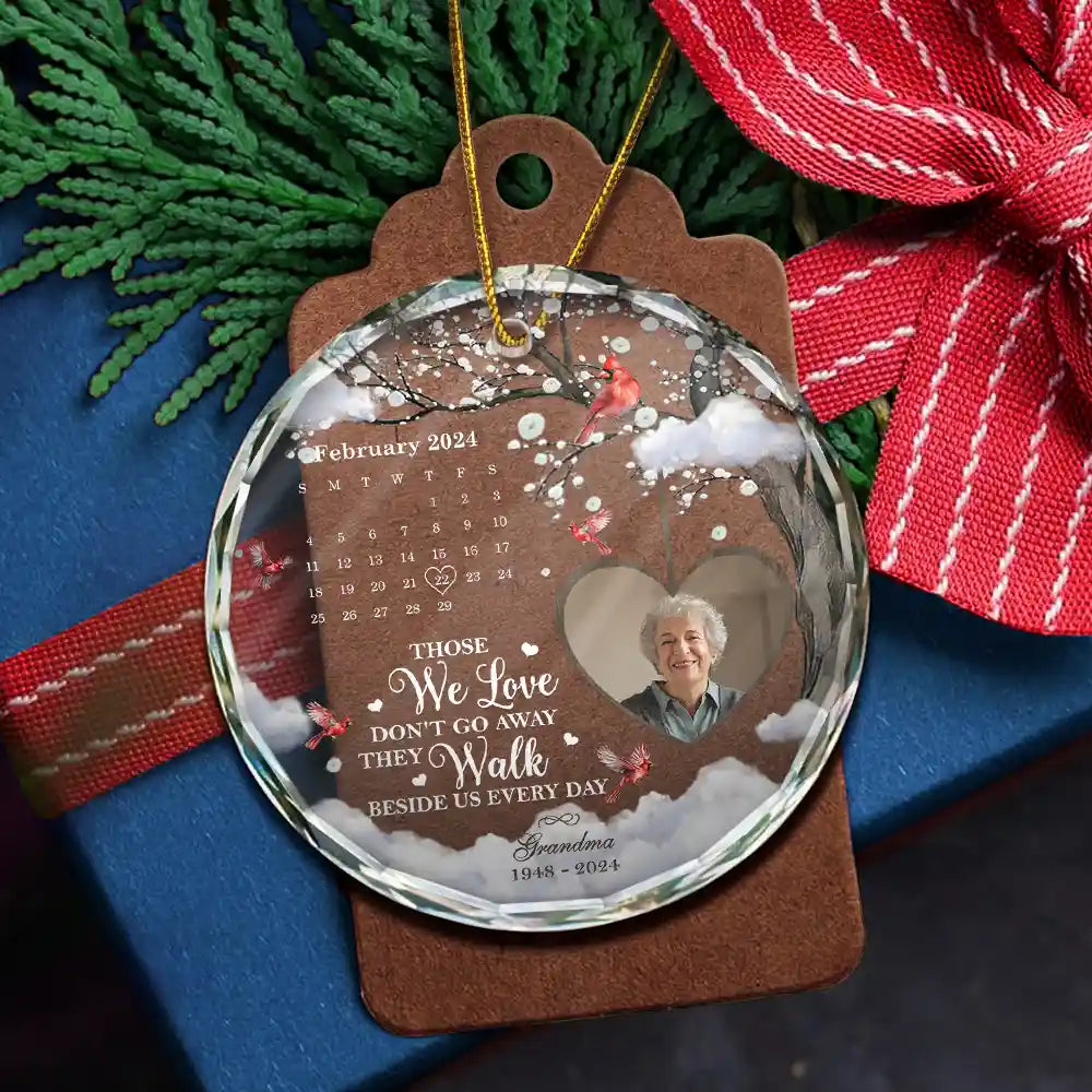 Custom Photo Calendar The Day God Called You Home Memorial - Personalized Circle Glass Ornament ORNA1210