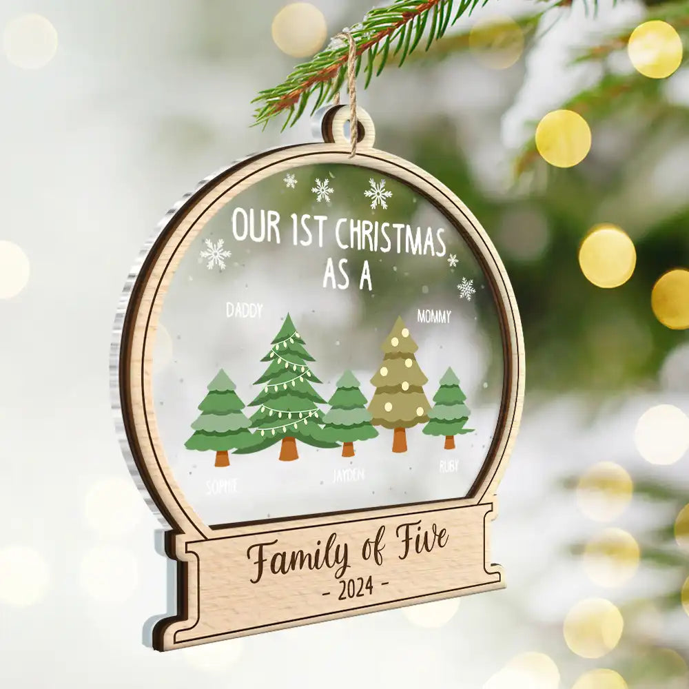 First Christmas As A Family Of Three - Personalized 2-Layered Mix Ornament ORNA1210