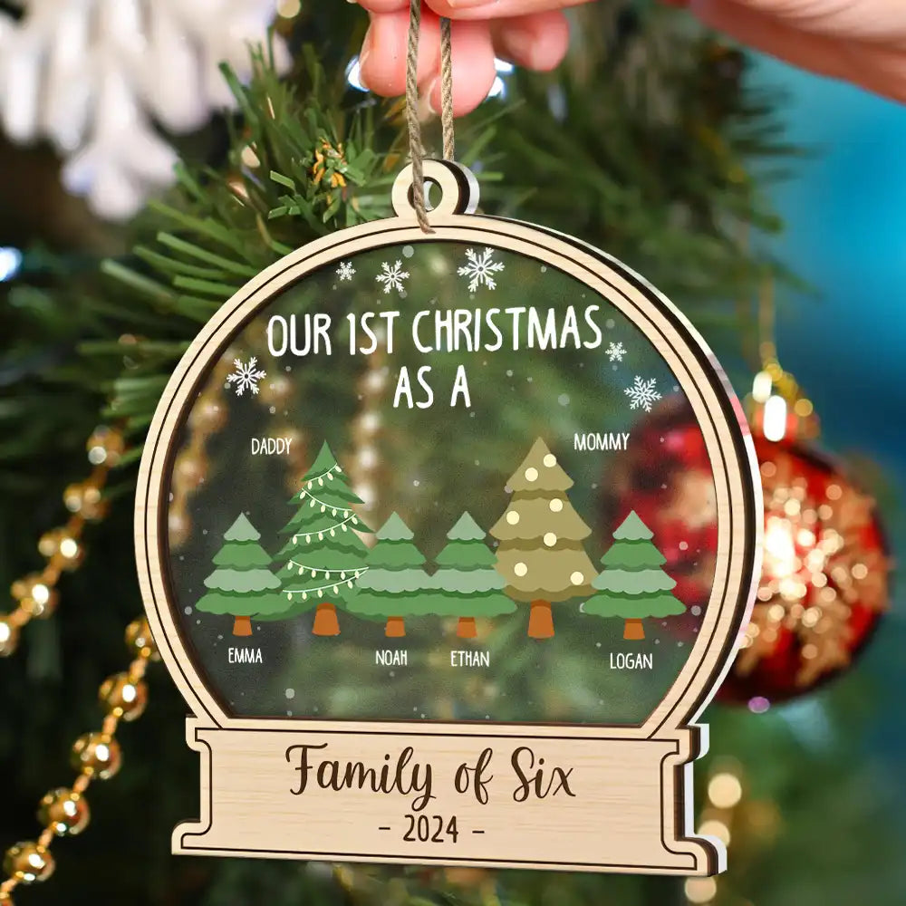 First Christmas As A Family Of Three - Personalized 2-Layered Mix Ornament ORNA1210