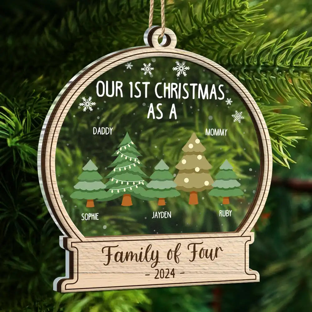 First Christmas As A Family Of Three - Personalized 2-Layered Mix Ornament ORNA1210