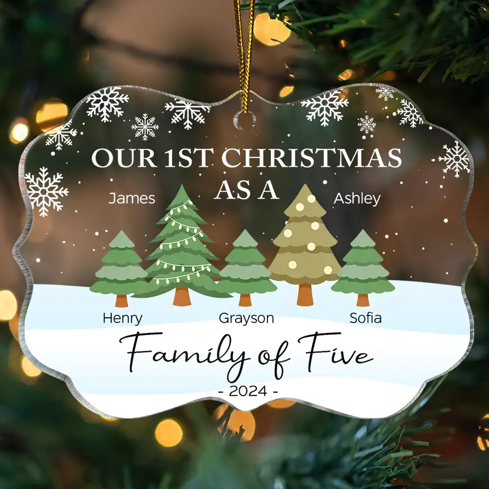 First Christmas As A Family Of Three - Personalized Medallion Acrylic Ornament ORNA1210