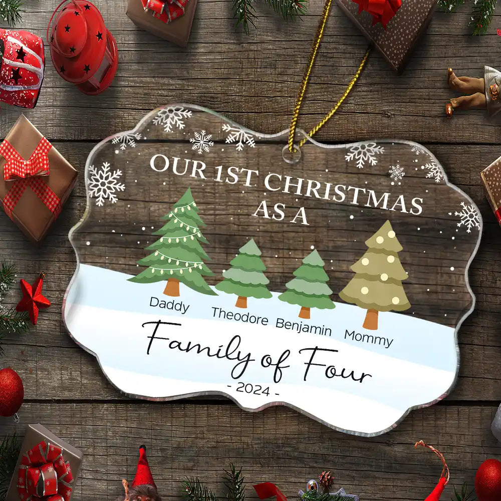 First Christmas As A Family Of Three - Personalized Medallion Acrylic Ornament ORNA1210
