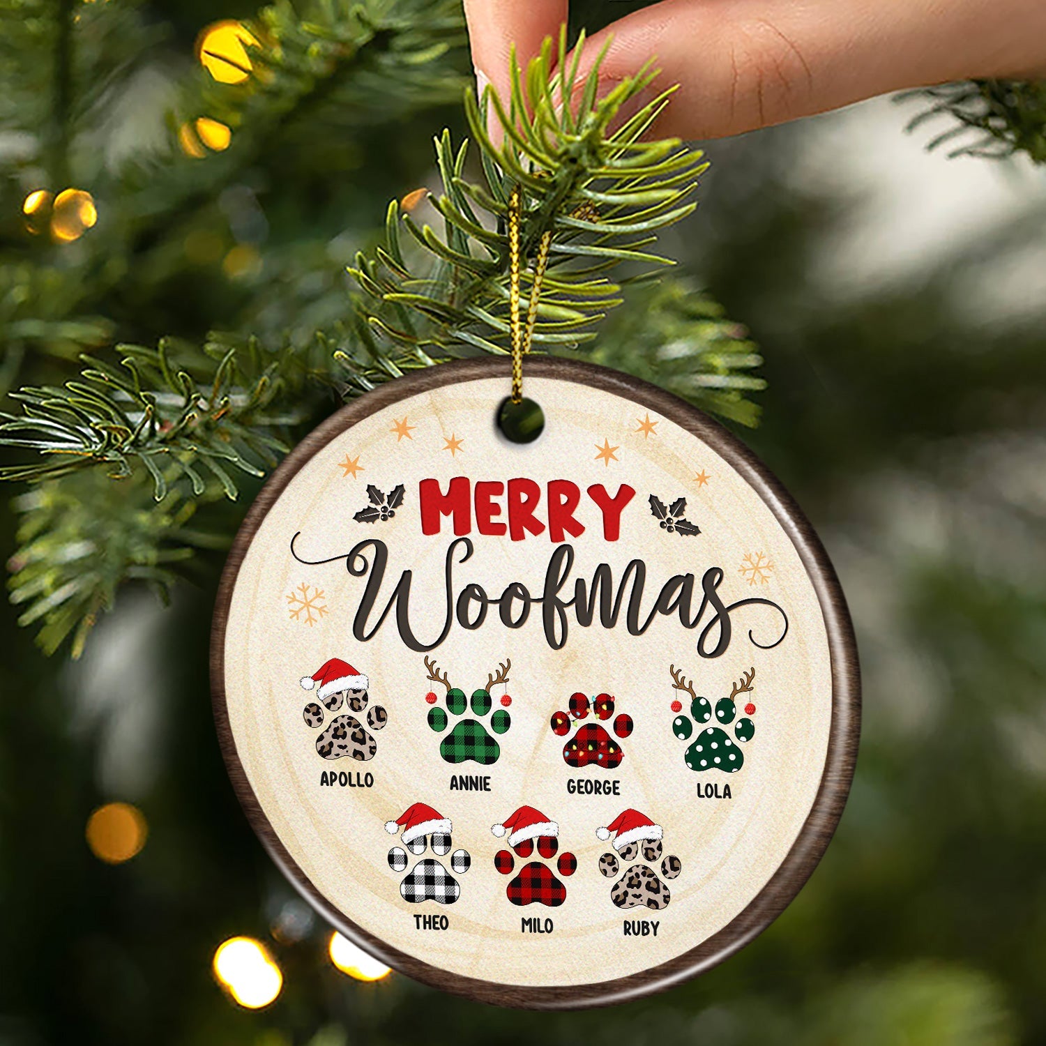 Happy Pawlidays - Christmas Gift For Dog Cat Lovers - Personalized Custom Circle Ceramic Ornament ORNA1210