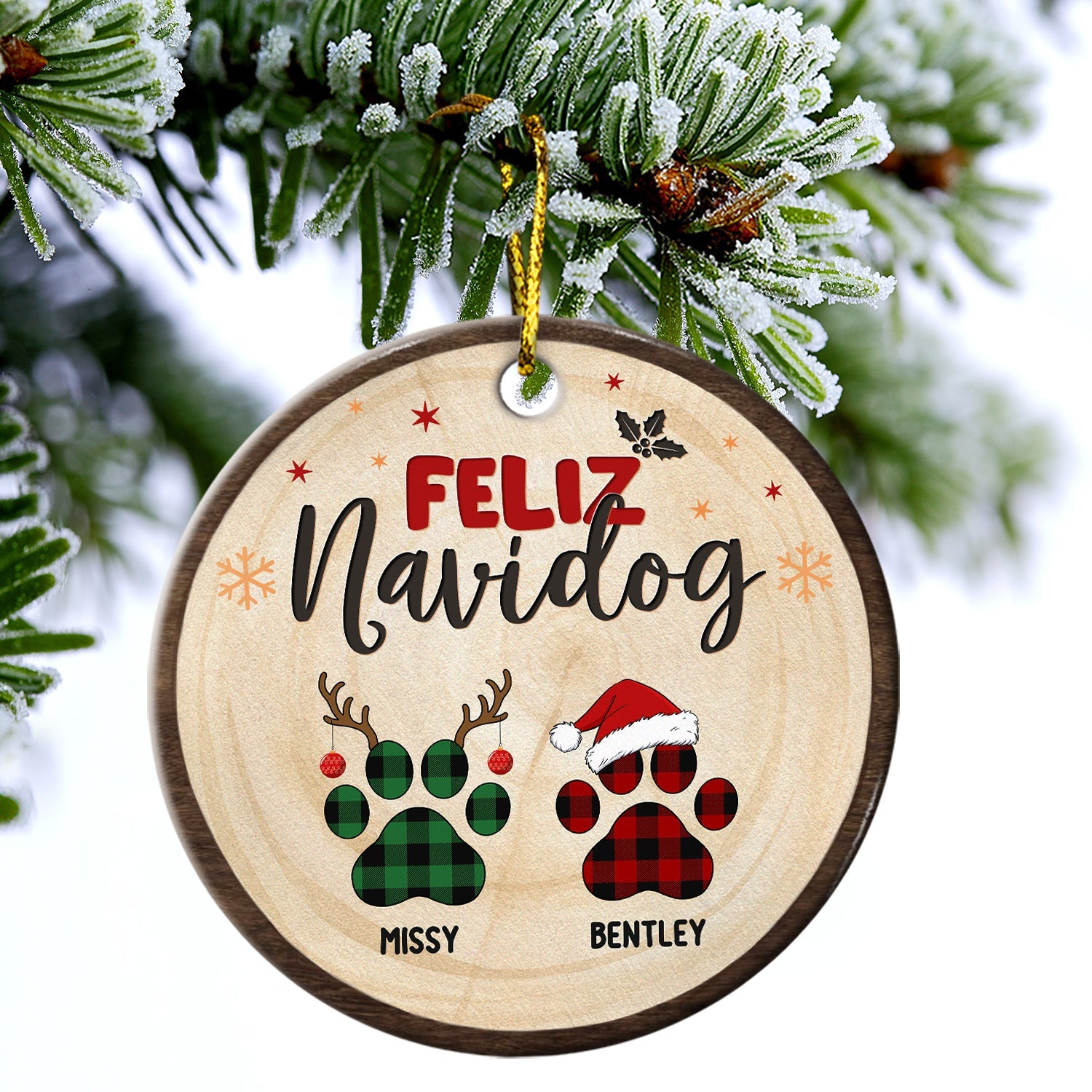 Happy Pawlidays - Christmas Gift For Dog Cat Lovers - Personalized Custom Circle Ceramic Ornament ORNA1210