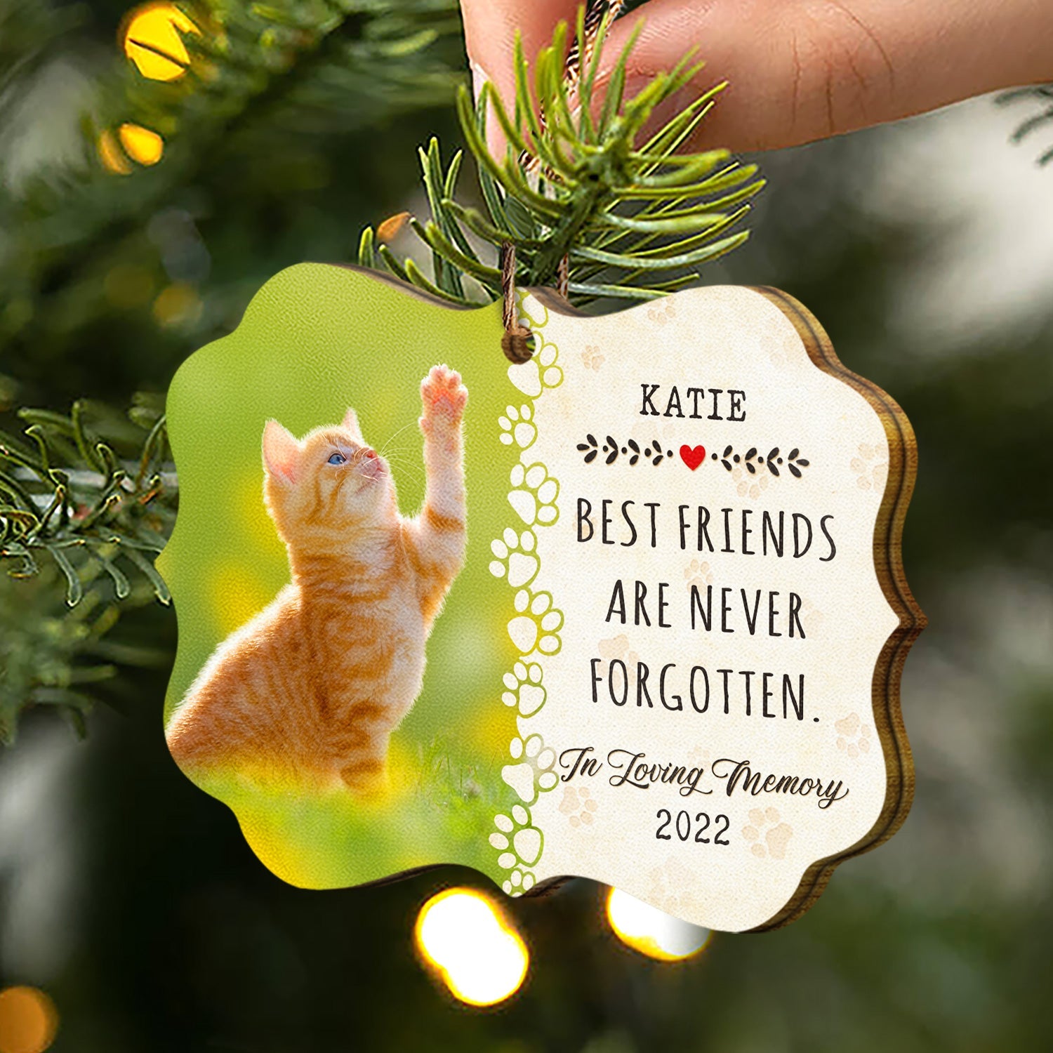 Custom Photo Dog Cat If Love Alone Could Have Kept You Here - Memorial Gift - Personalized Custom Wooden Ornament ORNA1210