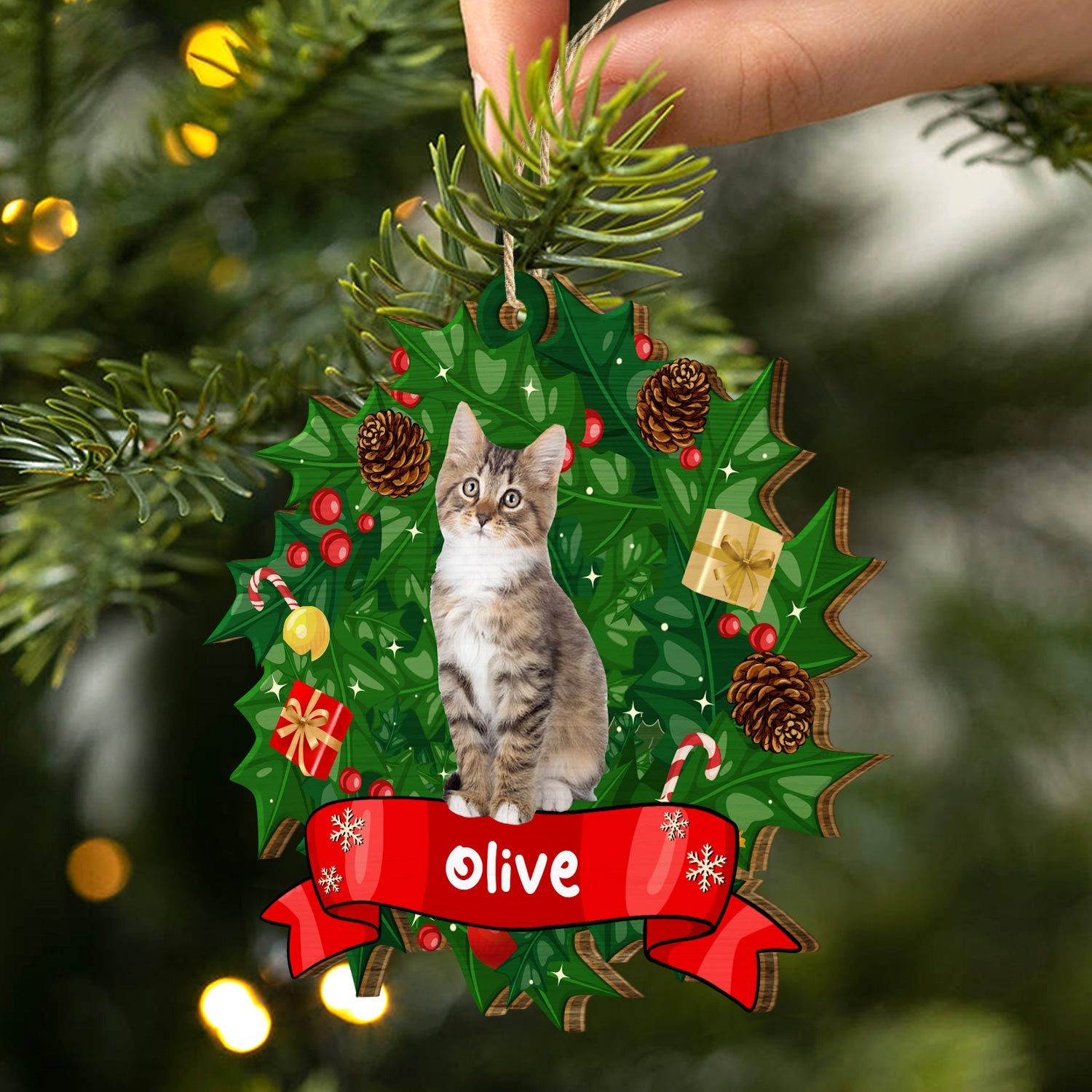 Custom Photo Dear Santa Define Naughty - Christmas Gift For Dog Cat Lovers - Personalized Custom Shaped Wooden Ornament ORNA1210