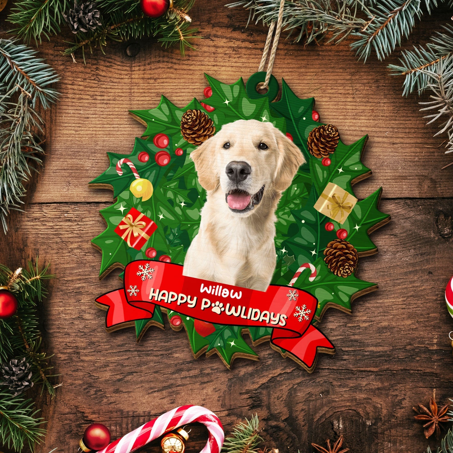 Custom Photo Dear Santa Define Naughty - Christmas Gift For Dog Cat Lovers - Personalized Custom Shaped Wooden Ornament ORNA1210