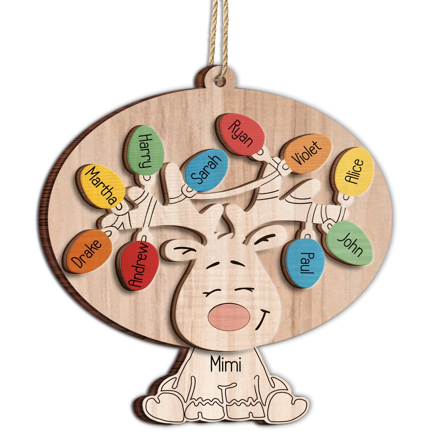 Grandma Grandpa Reindeer - Christmas Gift For Grandparents - Personalized 2-Layered Wooden Ornament ORNA1210
