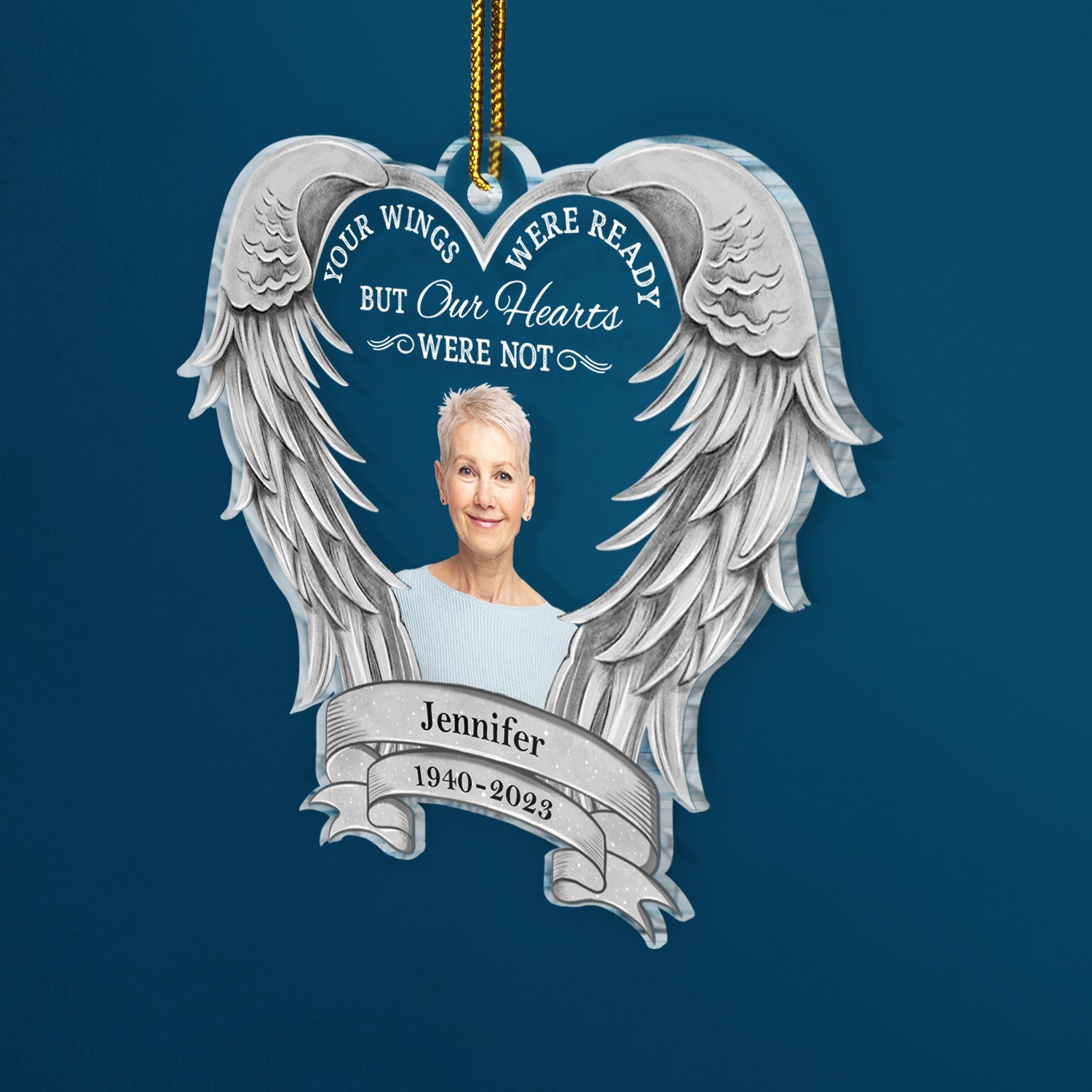 Custom Photo Your Wings Were Ready But My Heart Was Not - Christmas Keepsake, Memorial Gift - Personalized Custom Shaped Acrylic Ornament ORNA1210