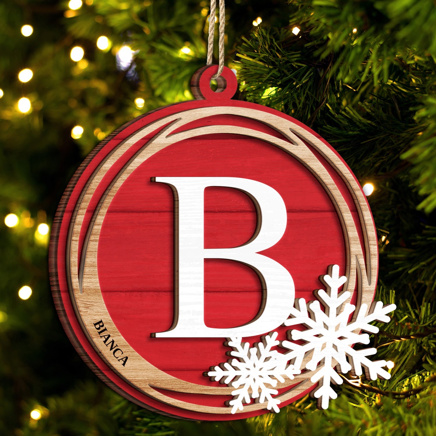 Family Monogram Alphabet - Christmas Gift For Family - Personalized 2-Layered Wooden Ornament ORNA1210