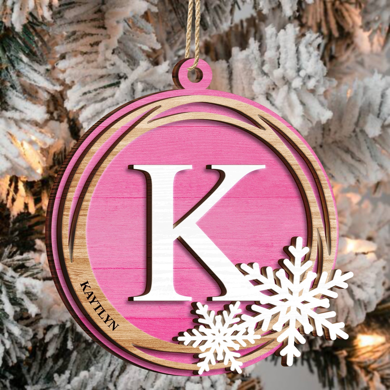 Family Monogram Alphabet - Christmas Gift For Family - Personalized 2-Layered Wooden Ornament ORNA1210