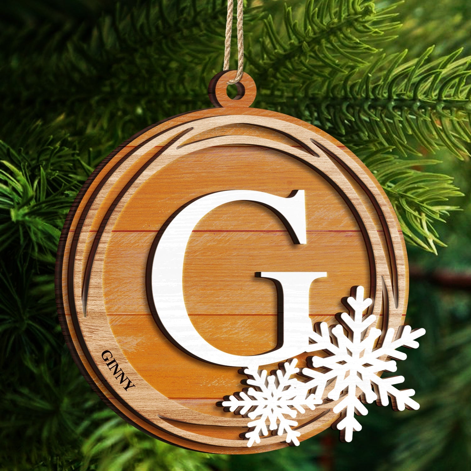Family Monogram Alphabet - Christmas Gift For Family - Personalized 2-Layered Wooden Ornament ORNA1210