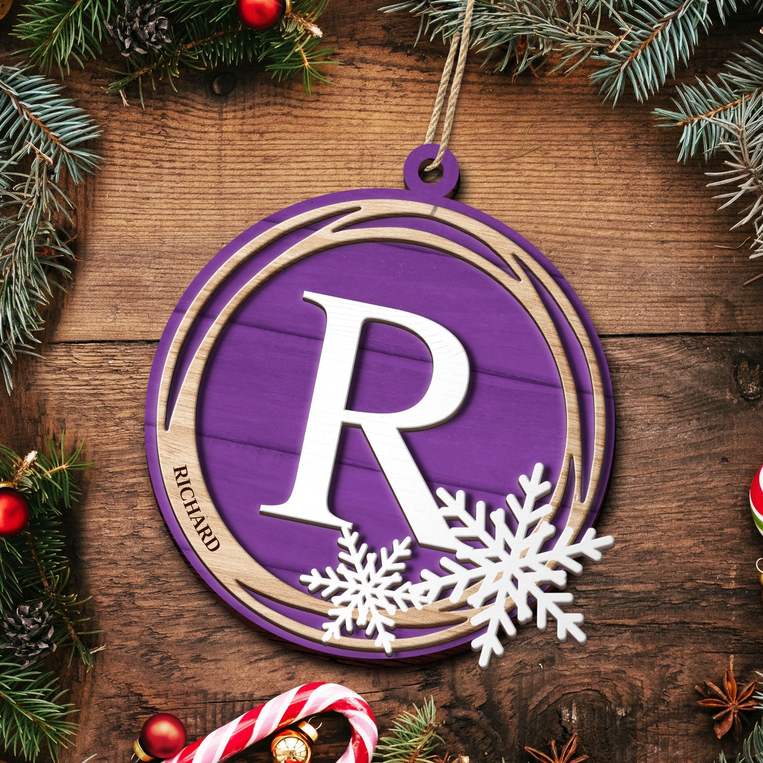 Family Monogram Alphabet - Christmas Gift For Family - Personalized 2-Layered Wooden Ornament ORNA1210