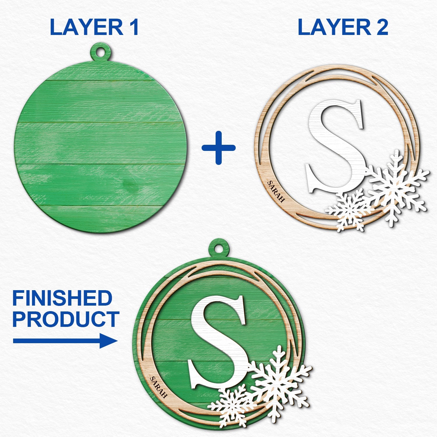 Family Monogram Alphabet - Christmas Gift For Family - Personalized 2-Layered Wooden Ornament ORNA1210