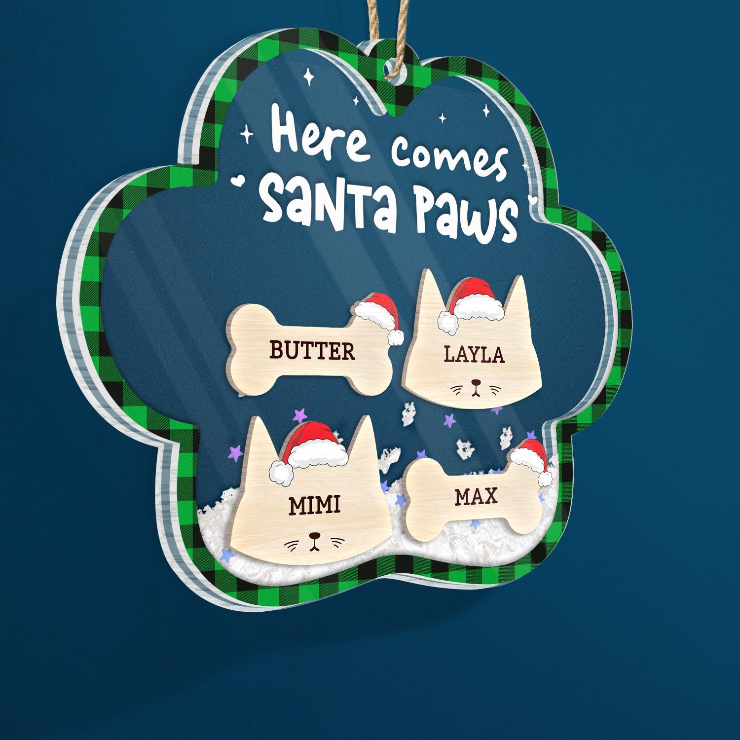 Happy Pawlidays Dogs Cats Paw Shape - Christmas Gift For Pet Lovers - Personalized 3-Layered Acrylic Shaker Ornament ORNA1210