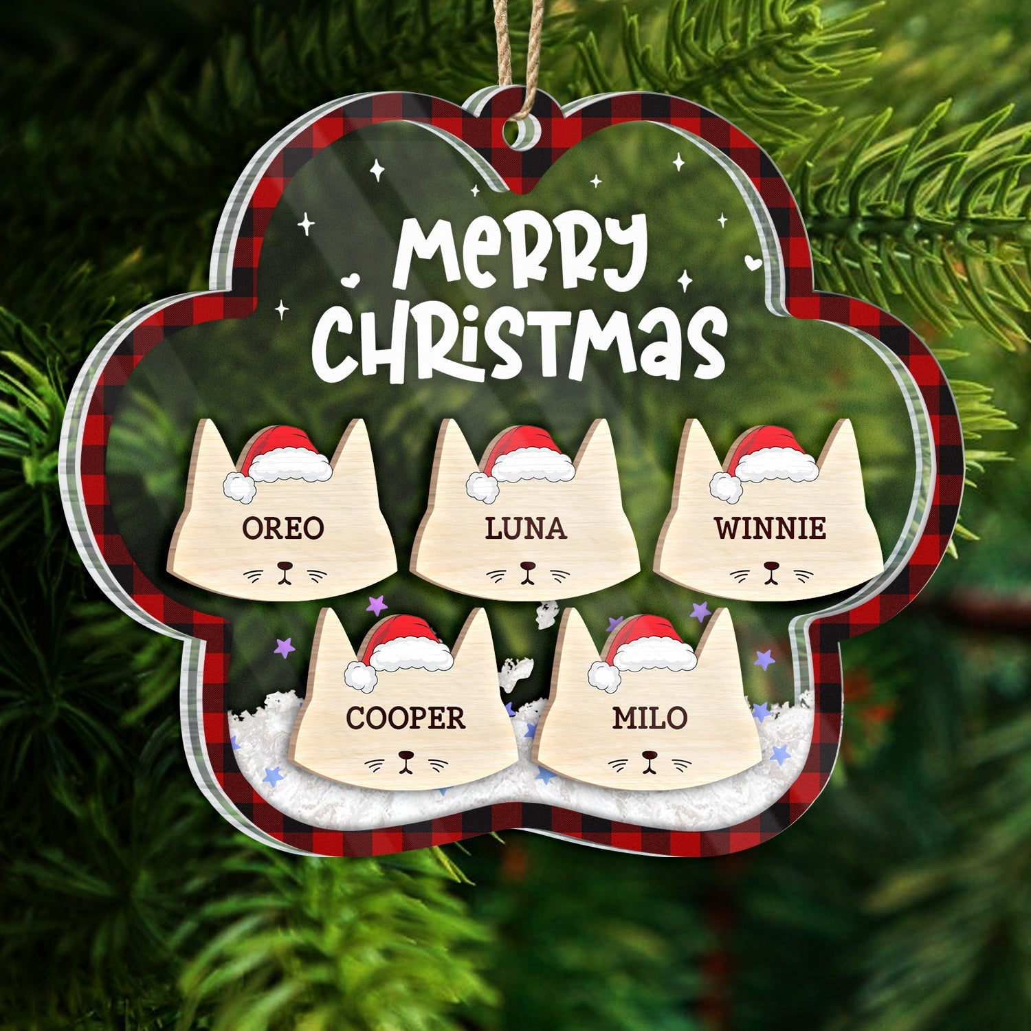 Happy Pawlidays Dogs Cats Paw Shape - Christmas Gift For Pet Lovers - Personalized 3-Layered Acrylic Shaker Ornament ORNA1210