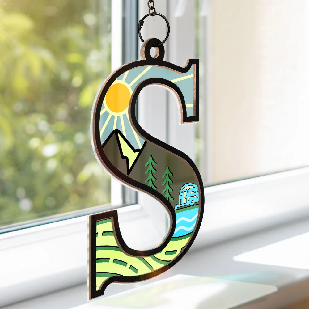 Family Character Name Camping - Personalized Window Hanging Suncatcher Ornament ORNA1210