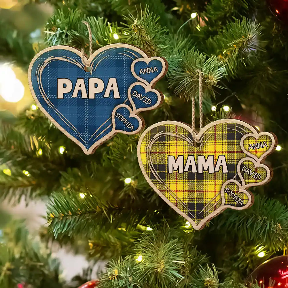 Mom Dad Grandma Grandpa Little Sweethearts - Personalized Wooden Cutout Ornament ORNA1210