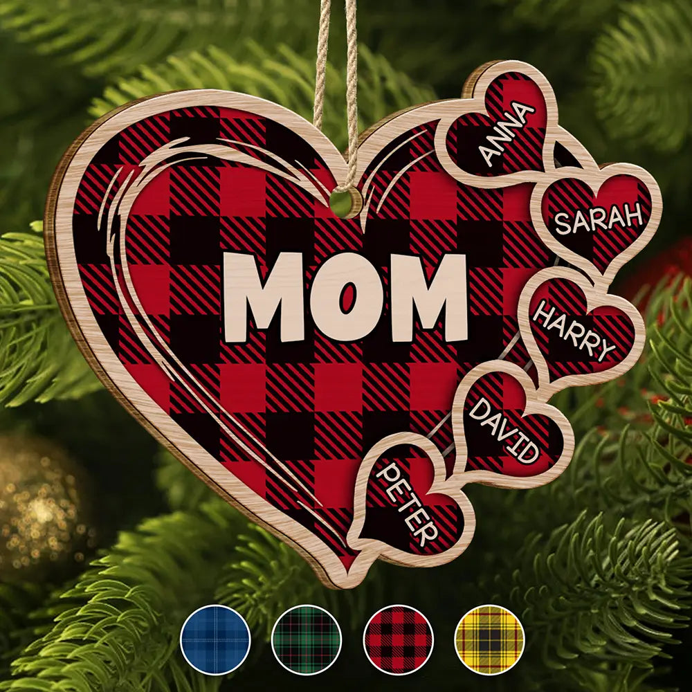 Mom Dad Grandma Grandpa Little Sweethearts - Personalized Wooden Cutout Ornament ORNA1210