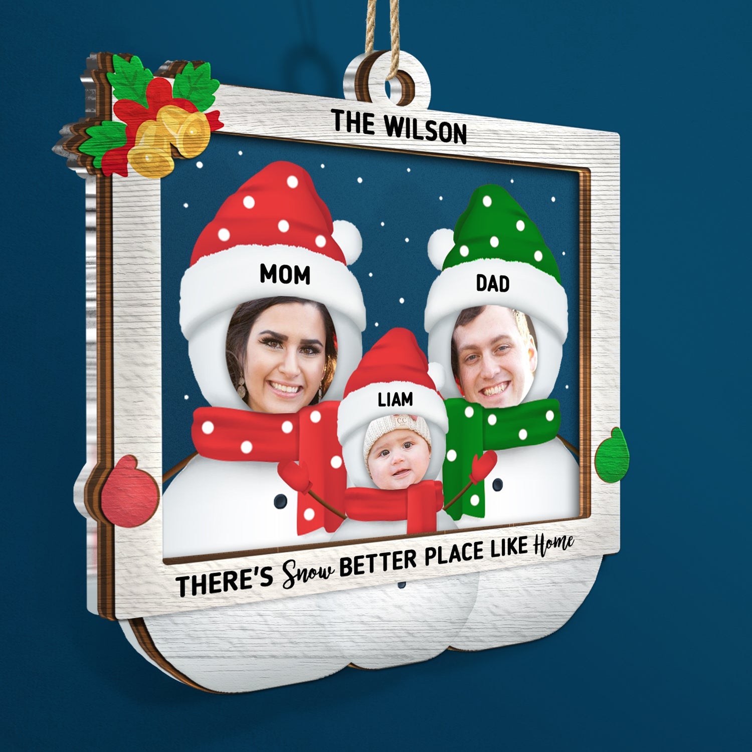 Custom Photo Snow Better Place - Christmas Gift For Couples And Family - Personalized 2-Layered Mix Ornament ORNA1210