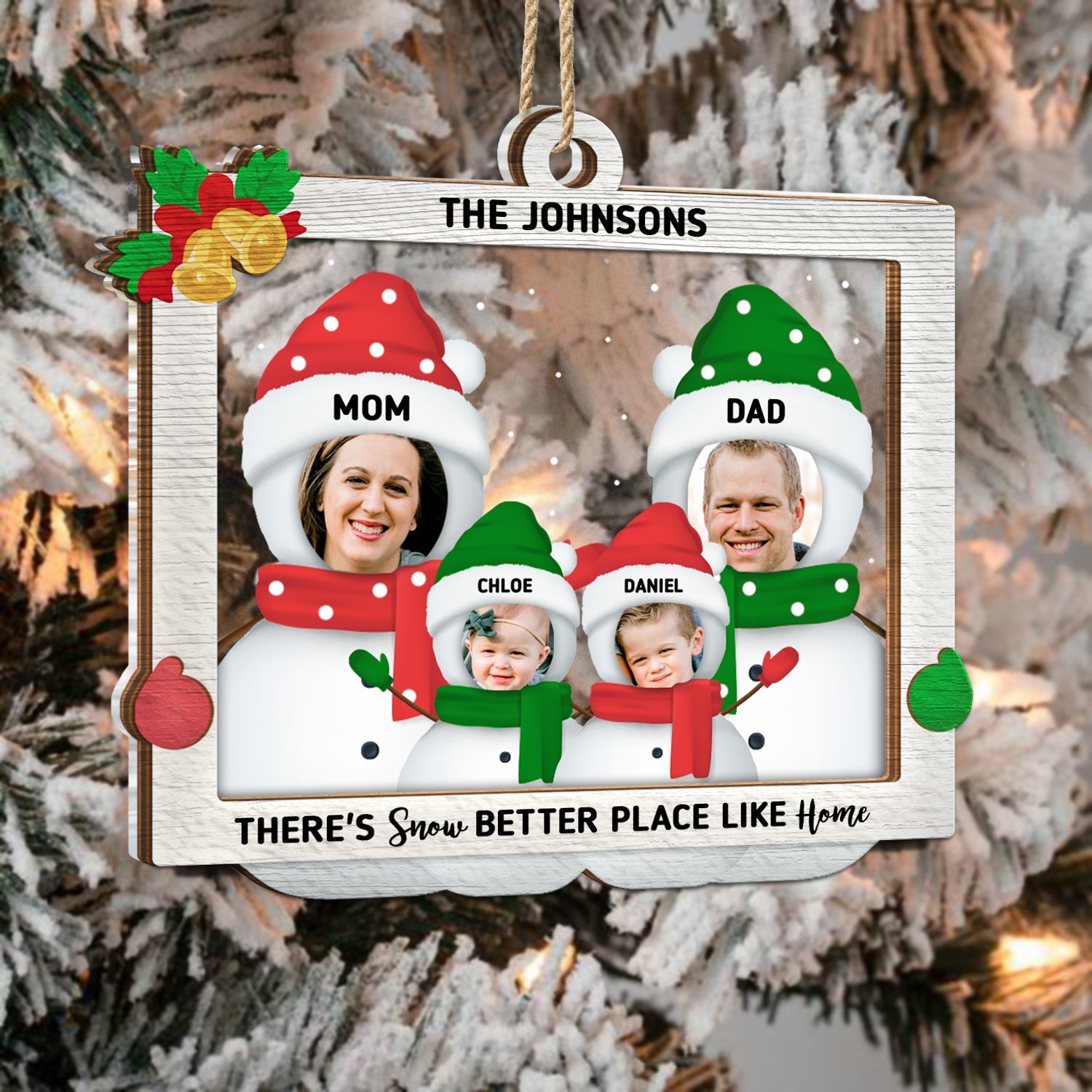 Custom Photo Snow Better Place - Christmas Gift For Couples And Family - Personalized 2-Layered Mix Ornament ORNA1210
