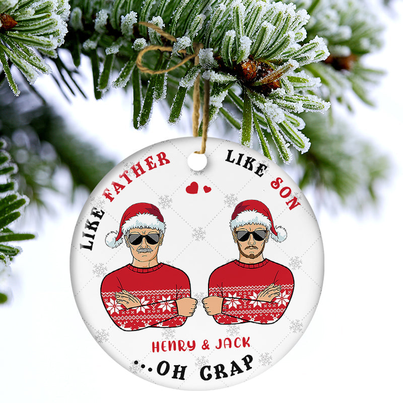 Family Gift Like Father Like Daughter - Personalized Custom Circle Ceramic Ornament ORNA1210