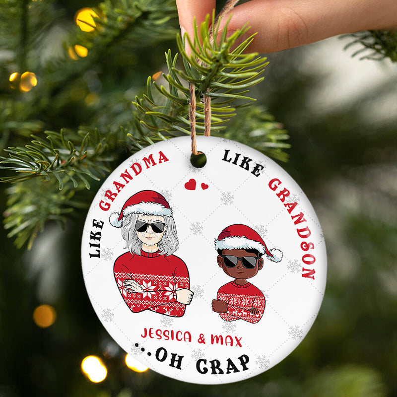 Family Gift Like Father Like Daughter - Personalized Custom Circle Ceramic Ornament ORNA1210