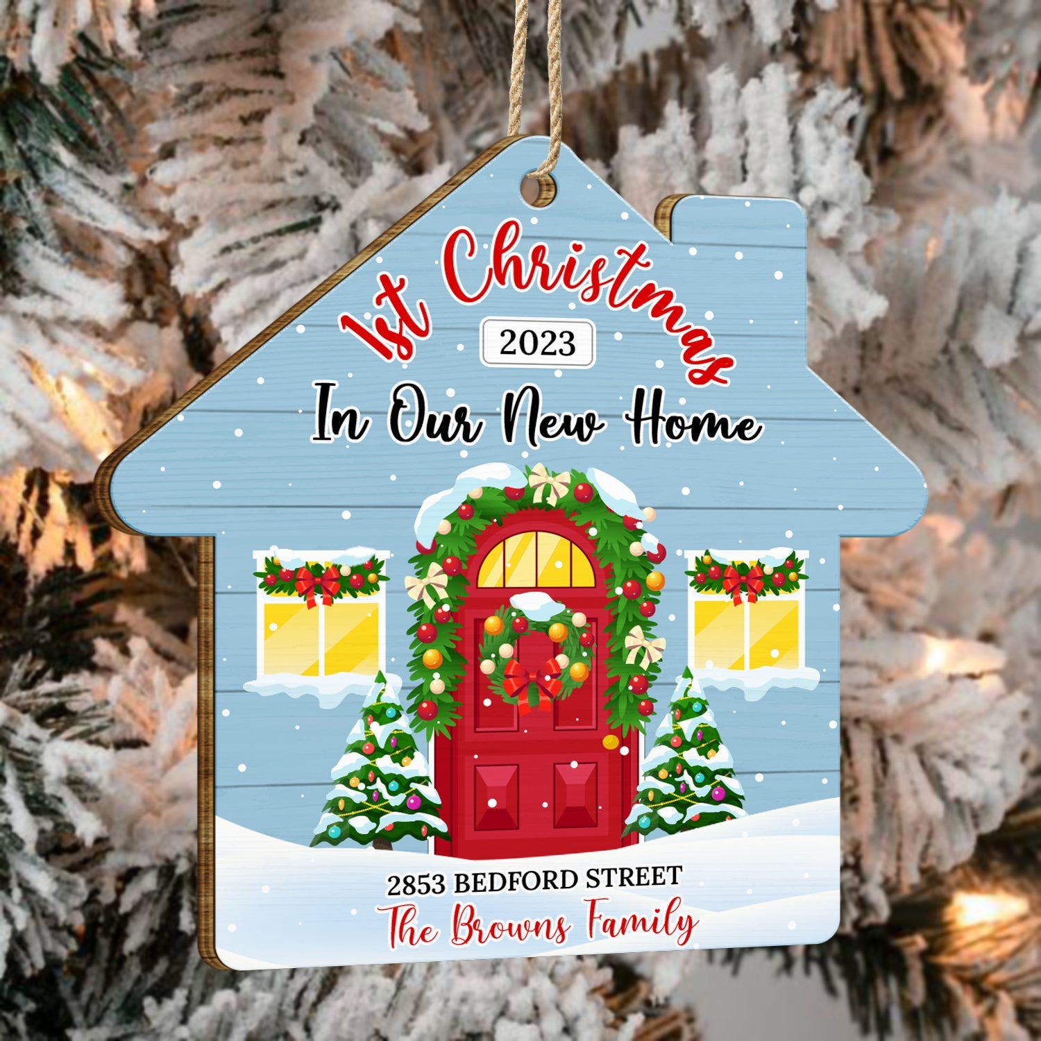 First Christmas In Our New Home - Christmas, Gift For Couple, Family - Personalized Custom Shaped Wooden Ornament ORNA1210