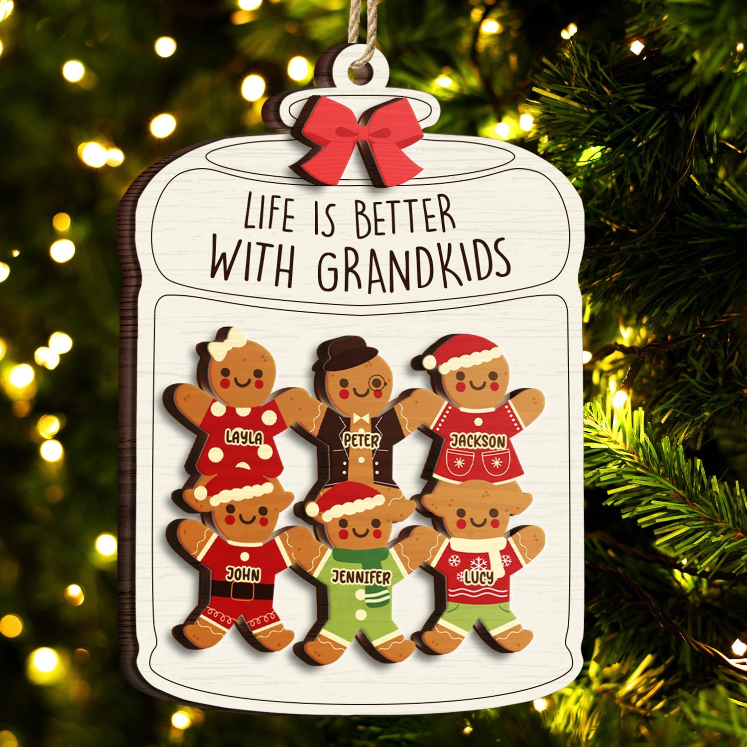 Gingerbread Life Is Better With Grandkids - Christmas, Gift For Grandparent - Personalized 2-Layered Wooden Ornament ORNA1210