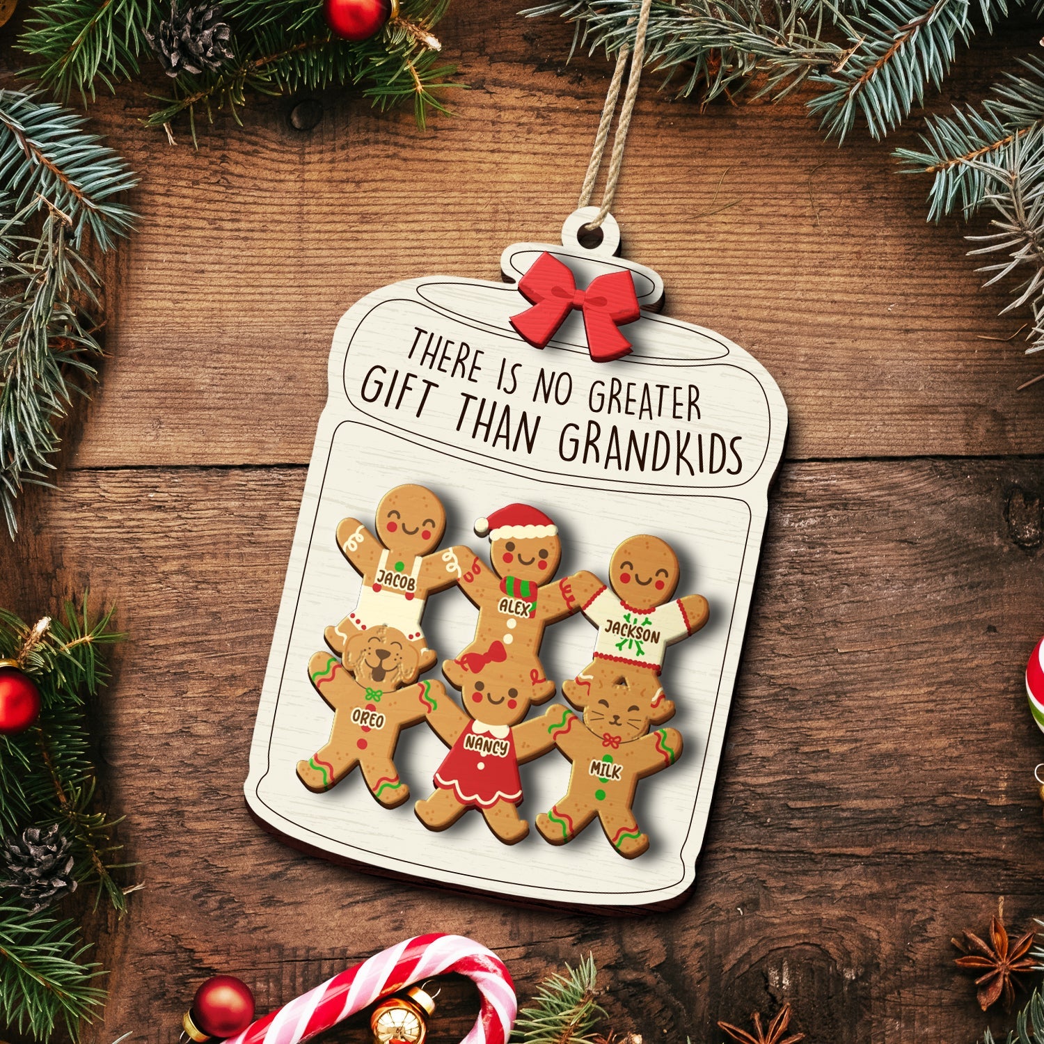 Gingerbread Life Is Better With Grandkids - Christmas, Gift For Grandparent - Personalized 2-Layered Wooden Ornament ORNA1210
