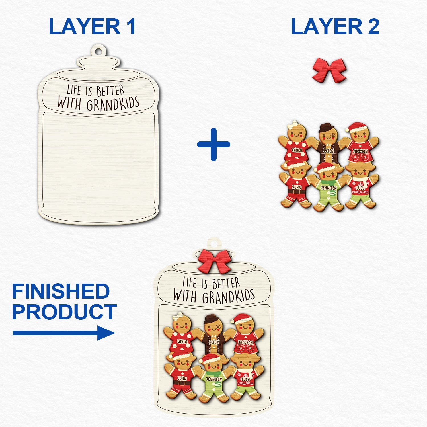 Gingerbread Life Is Better With Grandkids - Christmas, Gift For Grandparent - Personalized 2-Layered Wooden Ornament ORNA1210