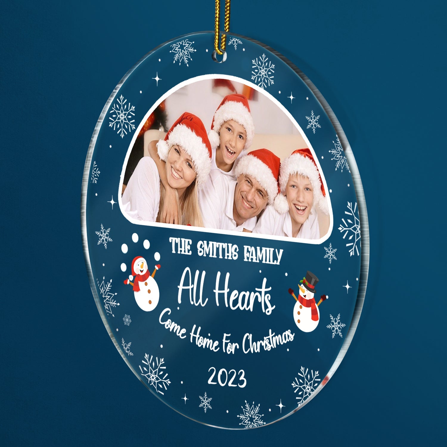 Custom Photo Family Where Life Begins - Gift For Family - Personalized Circle Acrylic Ornament ORNA1210