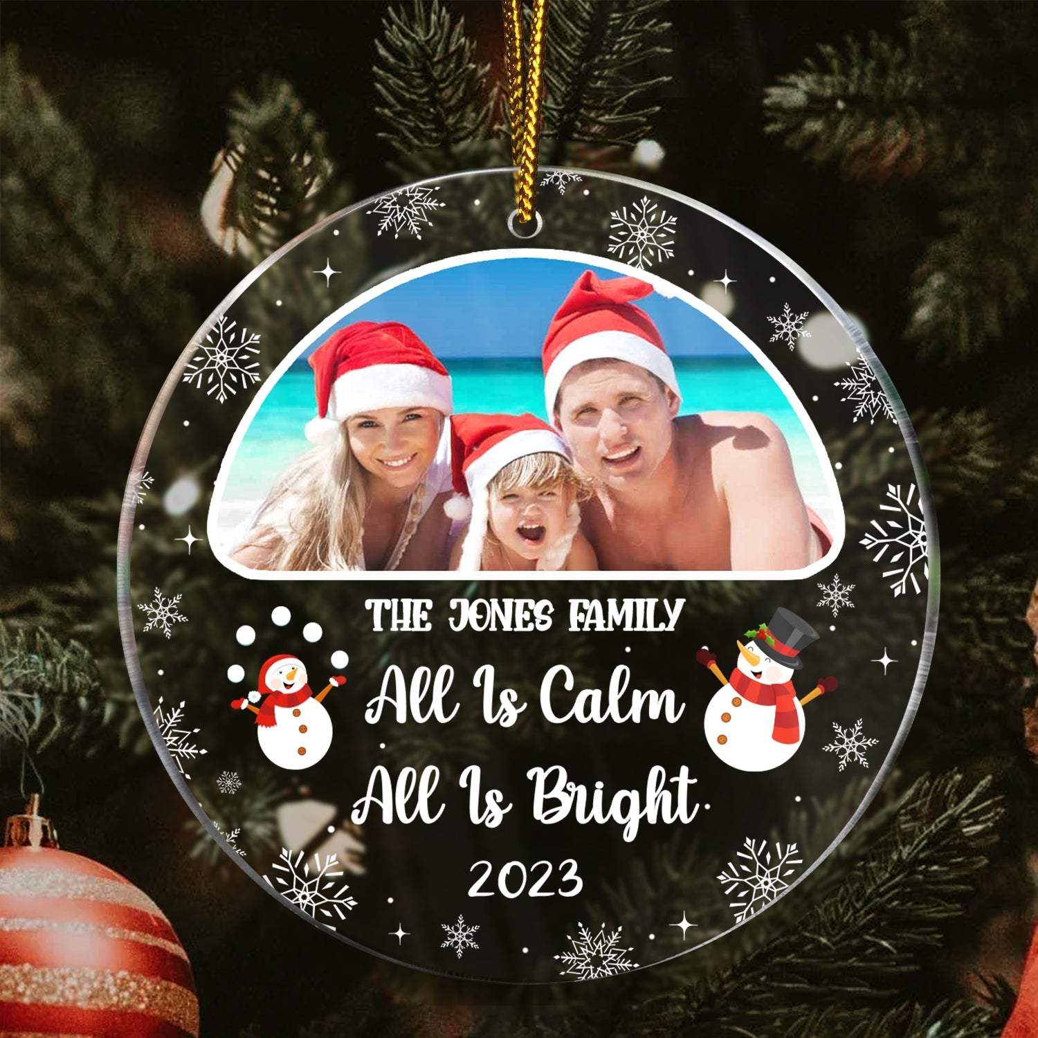 Custom Photo Family Where Life Begins - Gift For Family - Personalized Circle Acrylic Ornament ORNA1210
