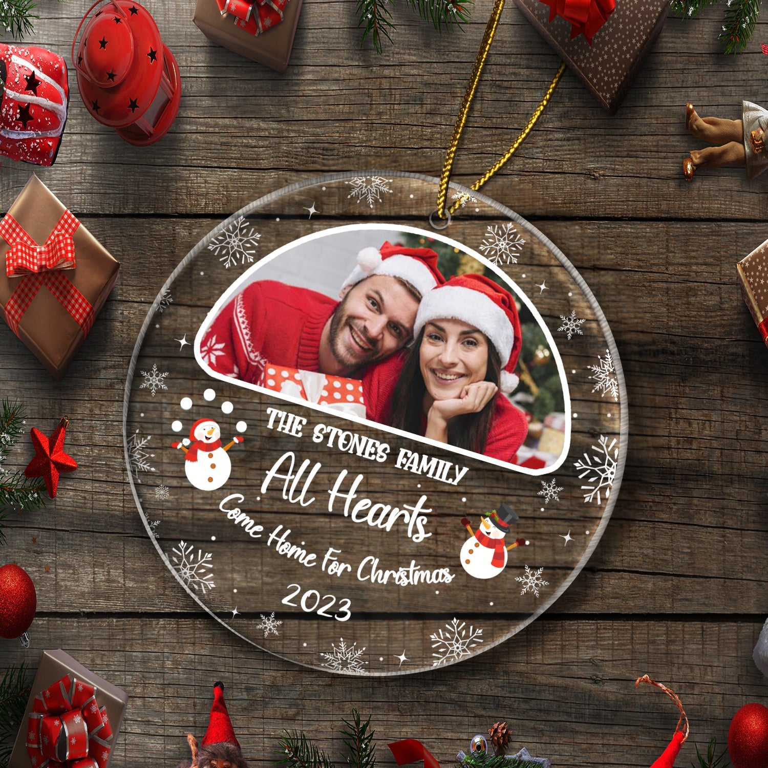 Custom Photo Family Where Life Begins - Gift For Family - Personalized Circle Acrylic Ornament ORNA1210
