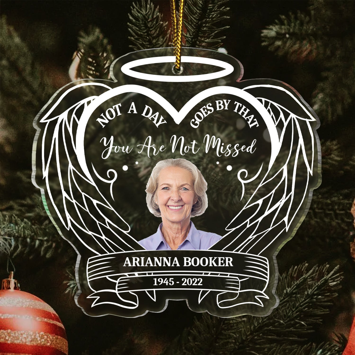 Custom Photo Always In Our Hearts - Christmas, Memorial Gift - Personalized Custom Shaped Acrylic Ornament ORNA1210