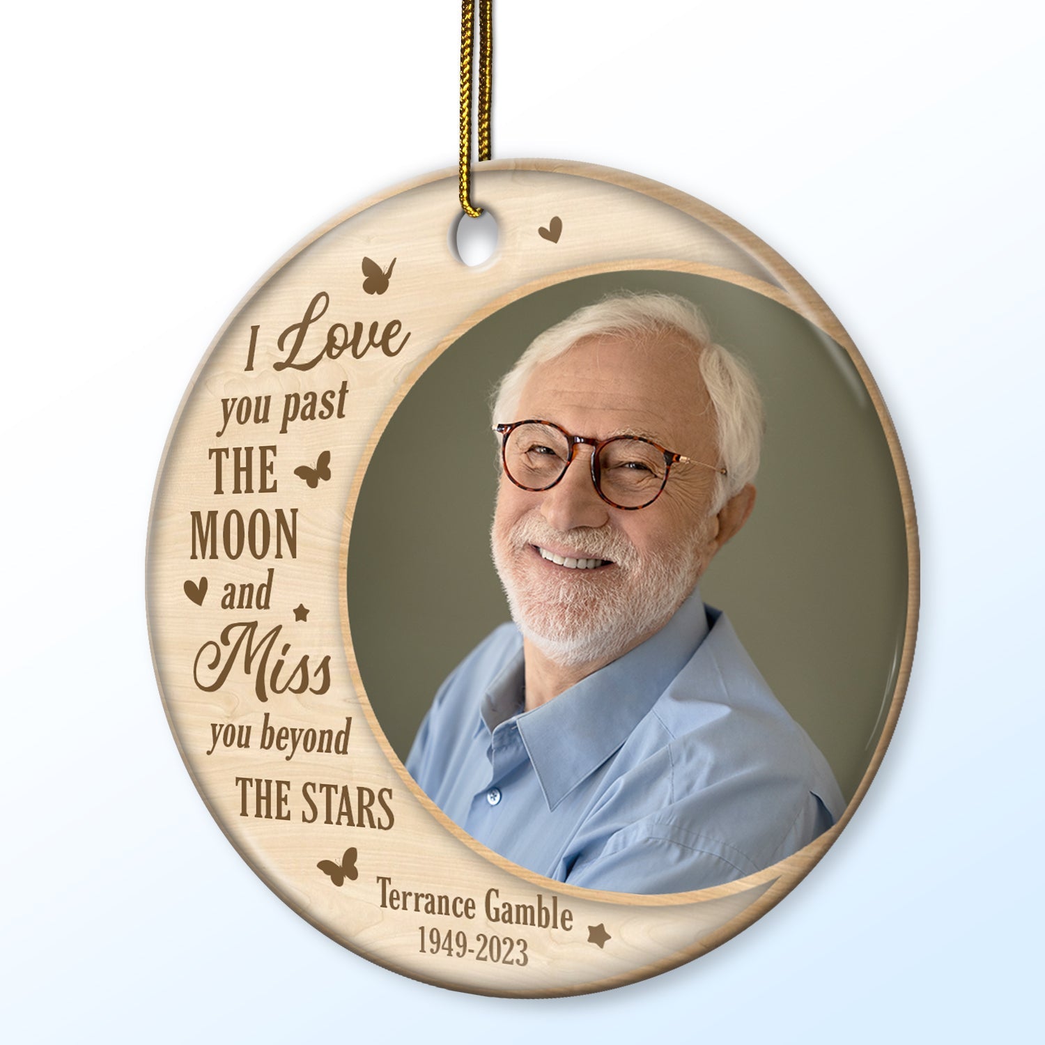 Custom Photo Miss You Beyond The Stars - Christmas, Memorial Gift - Personalized Circle Ceramic Ornament ORNA1210
