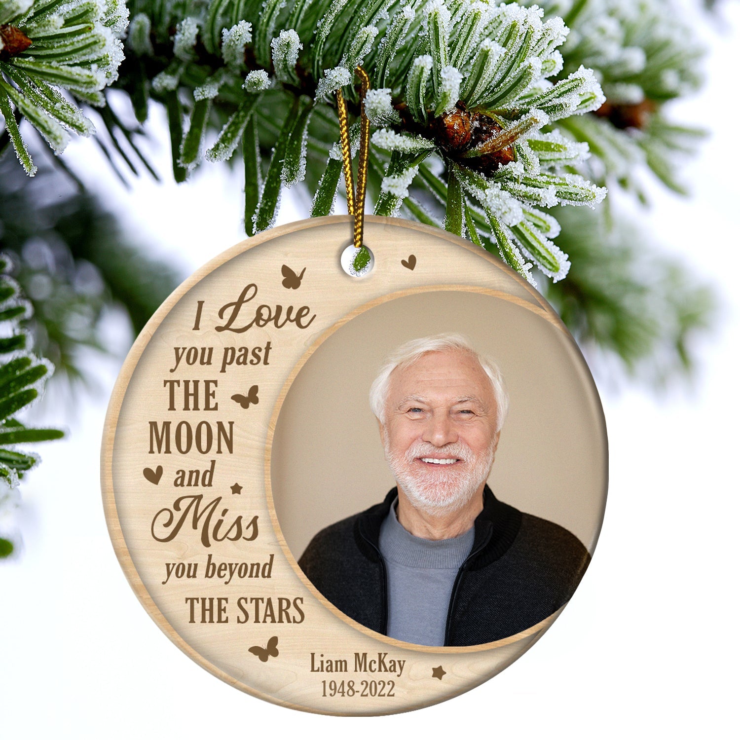 Custom Photo Miss You Beyond The Stars - Christmas, Memorial Gift - Personalized Circle Ceramic Ornament ORNA1210